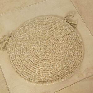 Handmade Braided Chair Cushion - Cream Like New 15"